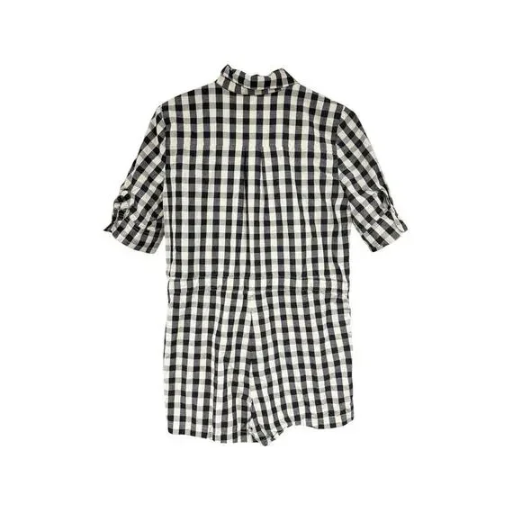 SOLID & STRIPED Black and White Gingham Checkered Romper - Picture 4 of 7